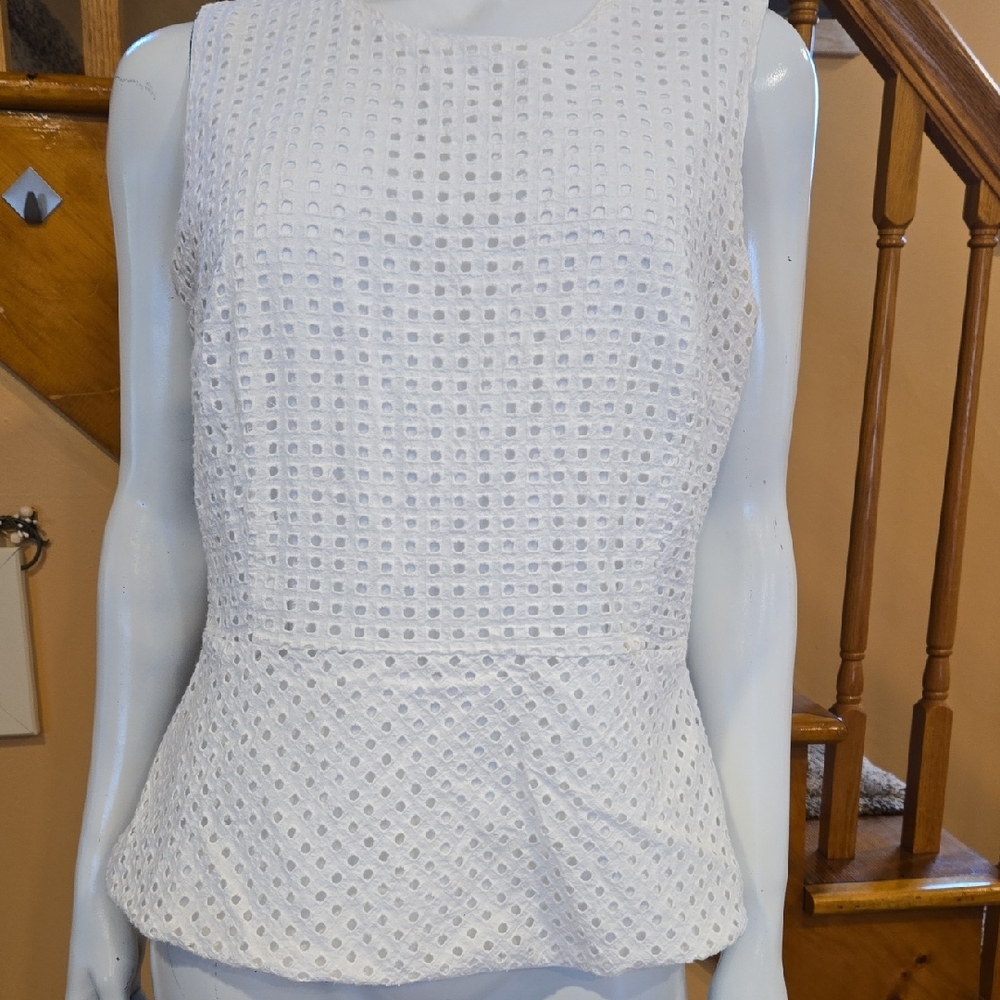 Elegant Eyelet White Sleeveless Top